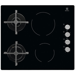 Electrolux, plotis 58 cm, juoda - Įmontuojama dujinė ir keramikinė kaitlentė