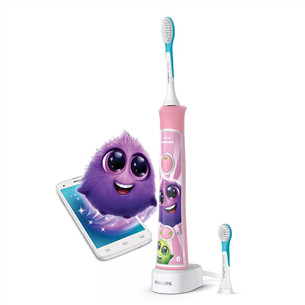 Philips Sonicare Kids Bluetooth, baltas/rožinis - Elektrinis dantų šepetėlis