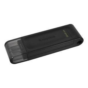 Kingston DataTraveler 70, USB-C, 64 GB, juoda - USB atmintinė