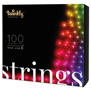 Twinkly 100 RGB LED String (Gen II), IP44, 8 m, juoda - Išmanioji kalėdinė girlianda