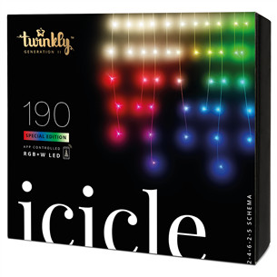 Twinkly Icicle Special Edition 190 RGB+W LEDs (Gen II), IP44, 8,5 m, skaidri - Išmanioji kalėdinė girlianda