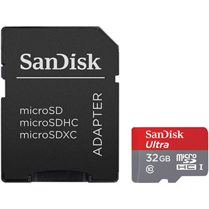 Atminties kortelė Sandisk MicroSDHC 32GB + SD adapteris Prekė - SDSQUA4-032G-GN6MA