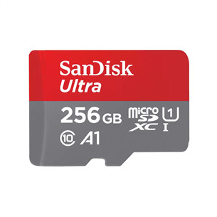 Atminties kortelė SanDisk Ultra microSDXC, 256 GB + adapteris Prekė - SDSQUAC-256G-GN6MA