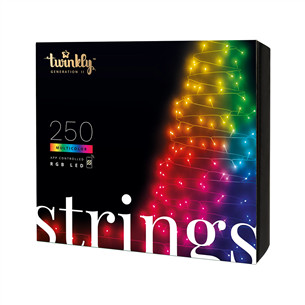Twinkly Strings, 250 LED, IP44, 20 m, juoda - Išmanioji kalėdinė girlianda