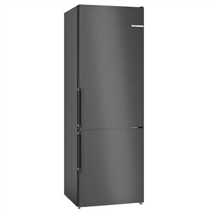 Bosch, NoFrost, 440 L, aukštis 203 cm, juodas - Šaldytuvas