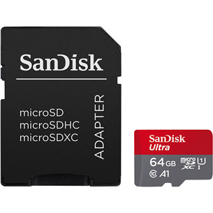 Atminties kortelė Sandisk MicroSDXC 64GB + SD adapteris