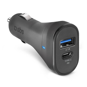 SBS, USB-A, USB-C, 10 W, juodas - Automobilinis įkroviklis