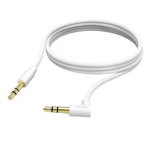 Hama Aux Cable, 3,5 mm - 3,5 mm, 90° angled plug, 1 m, white - Laidas Prekė - 00201529