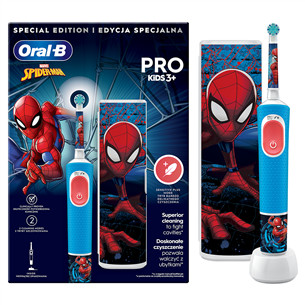 Braun Oral-B Vitality PRO Kids, Spiderman - Elektrinis dantų šepetėlis + kelioninis dėklas