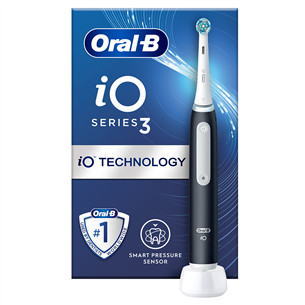 Braun Oral-B iO3, juodas - Elektrinis dantų šepetėlis