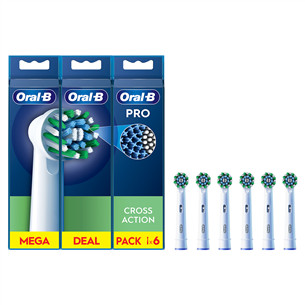 Braun Oral-B Cross Action Pro, 6 vnt., balti - Dantų šepetėlių antgaliai Prekė - EB50-6
