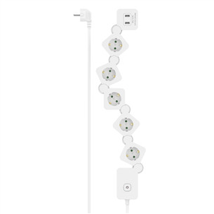 Hama Power Strip, 5 lizdai, USB, 12 W, lankstus, 1,4 m - Ilgiklis