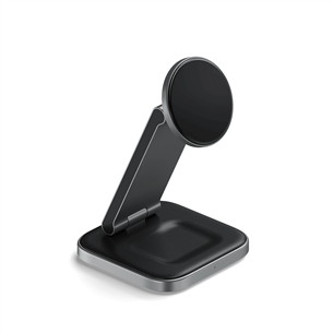 Satechi 3-in-1 Foldable Qi2 Wireless Charging Stand, pilka - Belaidžio įkrovimo stotelė