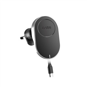 SBS 15W Car Holder, Magsafe, ištraukiamas laidas, juodas - Belaidis automobilinis įkroviklis