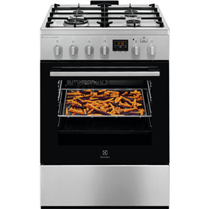 Electrolux 600 Series SteamBake, 58 L, plotis 60 cm, nerūdijantis plienas - Dujinė viryklė su elektrine orkaite