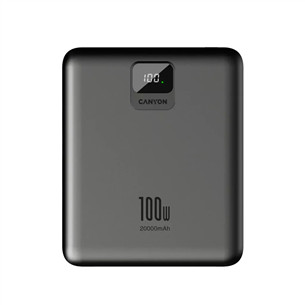 Išorinė baterija Canyon PB-2008, 100 W, 20000 mAh, tamsiai pilka   Prekė-CNE-CPB2008DG