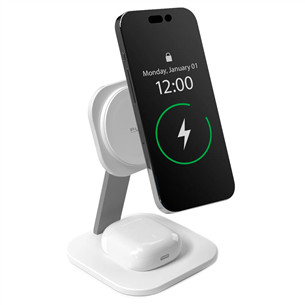 Puro Mag Station 2-in-1 Desk Stand, MagSafe, Qi2, balta - Įkrovimo stotelė