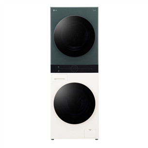 LG, 12 kg + 10 kg, gylis 66 cm, 1400 aps./min., smėlio spalvos/žalia - Skalbimo mašina su džiovykle