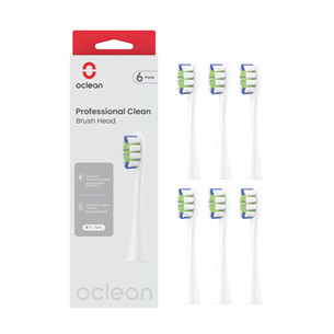 Oclean Professional Clean, 6 vnt., balti - Dantų šepetėlių antgaliai
