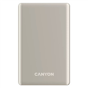 Canyon OnCharge 505 Slim Magsafe, 5000 mAh, belaidis įkrovimas, USB-C, smėlio spalvos - Išorinė baterija