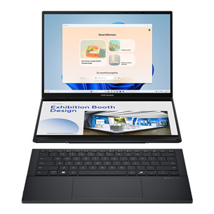 Asus Zenbook Duo OLED, 14'', 3K, OLED, 120 Hz, Ultra 9, 32 GB, 2 TB, ENG, pilkas - Nešiojamasis kompiuteris