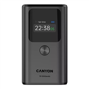Canyon OnPower 130, 10000 mAh, tamsiai pilka - Išorinė baterija