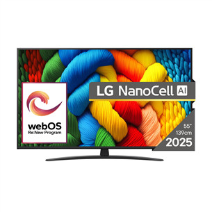 LG NANO81 AI, 55'', LED LCD, NanoCell, juodas - Televizorius