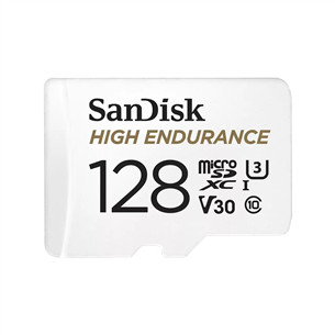 SanDisk High Endurance, MicroSDXC, 128 GB, balta - Atminties kortelė