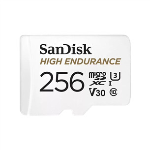 SanDisk High Endurance, MicroSDXC, 256 GB, balta - Atminties kortelė