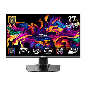 MSI MPG 272URX, 27'', 4K UHD, QD-OLED, 240 Hz, USB-C, juodas - Monitorius