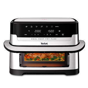 Tefal Dual Easy Fry Flex, 2700 W, 9 L, nerūdijančio plieno/juoda - Karšto oro gruzdintuvė
