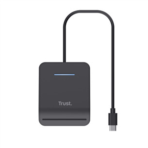 Trust Primo Smart Card Reader, USB-C, juodas - Išmanusis kortelių skaitytuvas
