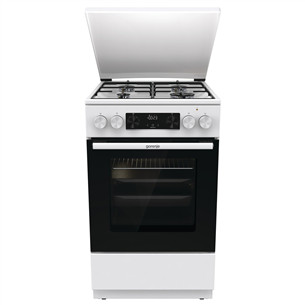 Gorenje, 62 L, plotis 50 cm, balta - Dujinė viryklė su elektrine orkaite