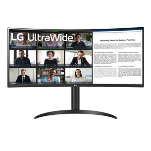 LG WR55QC UltraWide, 34'', QHD, LED VA, 100 Hz, USB-C, lenktas, juodas - Monitorius