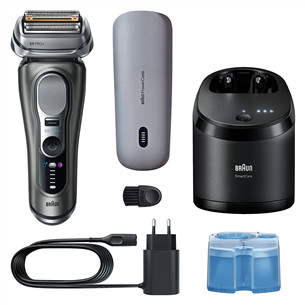 Braun Series 9 Pro+ Wet & Dry, 6 viename, SmartCare centras ir PowerCase, tamsiai pilkas - Skustuvas