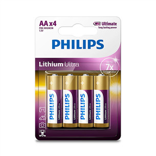 Philips Lithium Ultra, AA, 4 vnt. - Elementai