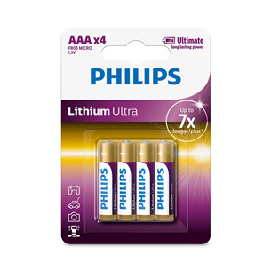 Philips Lithium Ultra, AAA, 4 vnt. - Elementai