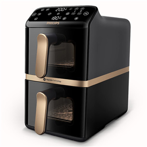 Philips Airfryer 4000 Series Stacked Dual Basket, 2300 W, 10 L, juoda - Karšto oro gruzdintuvė