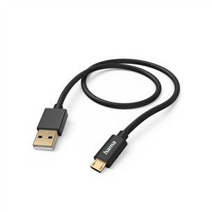 Hama Fabric Charging Cable, USB-A - Micro-USB, 1,5 m, nylon, juodas- Laidas