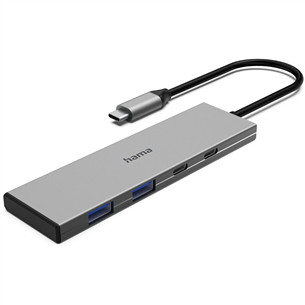 Hama USB-C Hub, 2x USB-C, 2x USB-A 3.2 Gen 2, pilkas - USB šakotuvas