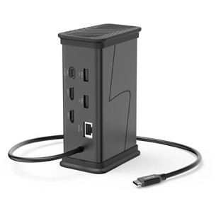 Hama Connect2Office, USB-C, 9 lizdai, 100 W, pilkas - Nešiojamojo kompiuterio šakotuvas