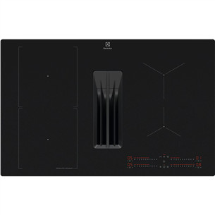 Electrolux 600 Series, plotis 80 cm, juoda - Įmontuojama indukcinė kaitlentė su gartraukiu