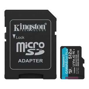 Kingston Canvas Go! Plus, microSDXC, 512GB, juoda - Atminties kortelė