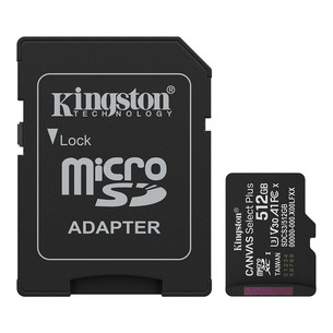 Kingston Canvas Select Plus, UHS-I, microSD, 512 GB, juoda - Atminties kortelė
