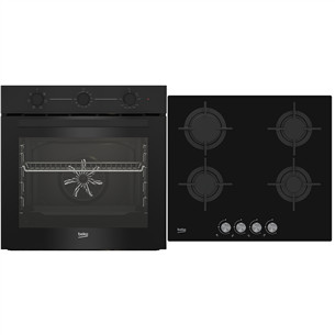 Beko, 72 L, juoda - Įmontuojama orkaitė + dujinė kaitlentė